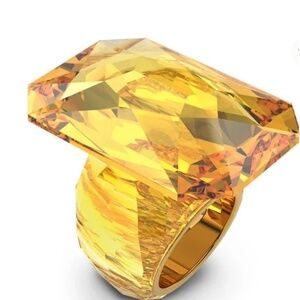 New! SWAROVSKI Lucent Yellow Oversized Octagon Ring Size 52